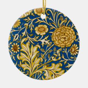 Ornamento De Cerâmica Vintage Arte Floral Azul Cherwell de William Morri