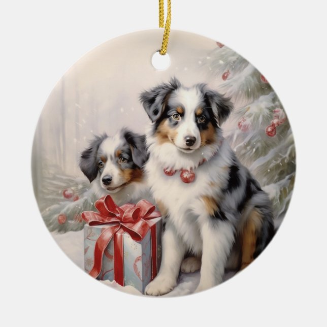 Ornamento De Cerâmica Vintage Aussie Christmas (Frente)