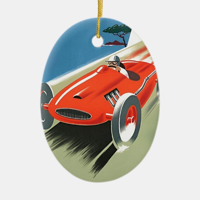 Ornamento De Cerâmica Vintage Auto Racing (Frente)