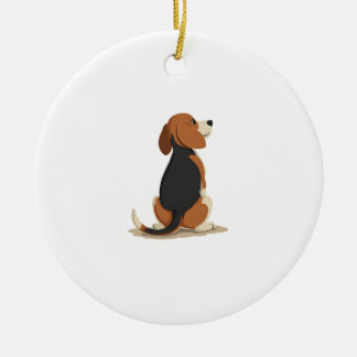 Ornamento De Cerâmica Vintage Beagle Dog Back View Illustration Pet Love