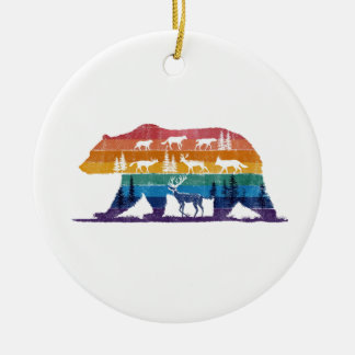 Ornamento De Cerâmica Vintage Bear Vida Selvagem – Silhueta da Floresta
