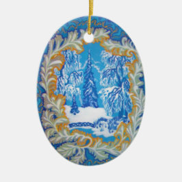 Ornamento De Cerâmica Vintage Blue Winter Wonderland