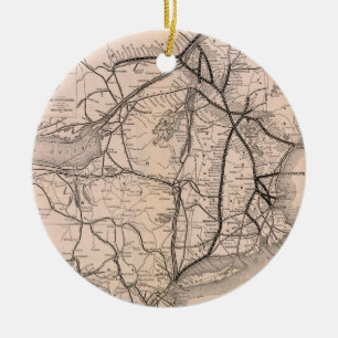 Ornamento De Cerâmica Vintage Boston e mapa da estrada de ferro de