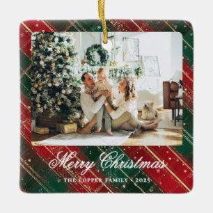 Ornamento De Cerâmica Vintage Buffalo Xadrez Foto Natal