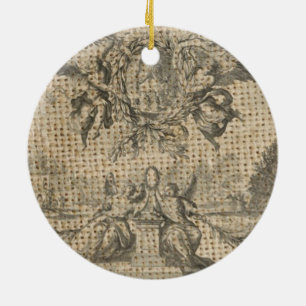 Ornamento De Cerâmica vintage burlap religioso paraíso vitoriano