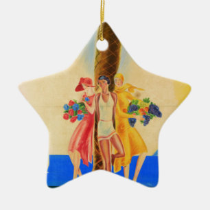 Ornamento De Cerâmica Vintage Cannes Viagem francês