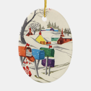 Ornamento De Cerâmica Vintage_Christmas_letters_ornaments