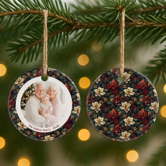 Ornamento De Cerâmica Vintage Christmas Poinsettias Christmas Ornament