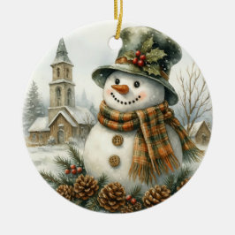 Ornamento De Cerâmica Vintage Christmas Snowman