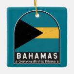 Ornamento De Cerâmica Vintage com desconforto na bandeira das Bahamas<br><div class="desc">O emblema angustiado das Bahamas,  que inclui a bandeira e o casaco de armas.</div>
