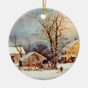 Ornamento De Cerâmica Vintage Country Winter Holiday Christmas