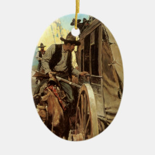 Ornamento De Cerâmica Vintage Cowboys, The Admirable Outlaw por NC Wyeth