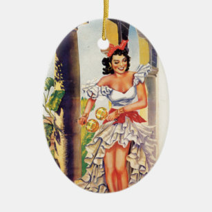 Ornamento De Cerâmica Vintage Cuban Tourist Commission Tropics Viagem