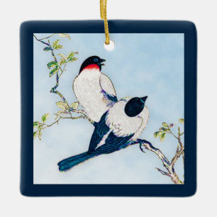 Ornamento De Cerâmica Vintage - Desenhos de tinta japonesa