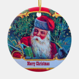 ORNAMENTO DE CERÂMICA VINTAGE DO PAPAI NOEL