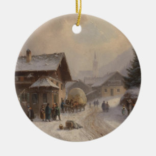 Ornamento De Cerâmica Vintage Dorfstr Alemanha no inverno