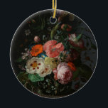 Ornamento De Cerâmica Vintage Dutch Master Still Life Rachel Ruysch<br><div class="desc">Step into the Dutch Golden Age with this masterfully restored reproduction of "Still Life with Flowers on a Marble Tabletop" (1716) by Rachel Ruysch. As one of the most celebrated floral painters in history, Ruysch was famous for her meticulous detail and dramatic, "moody" lighting. This piece features a lush, asymmetrical...</div>