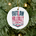 Ornamento De Cerâmica Vintage Elections Outlaw Hillbilly Bandeira dos EU<br><div class="desc">Vintage Elections Outlaw Hillbilly Bandeira dos EUA</div>