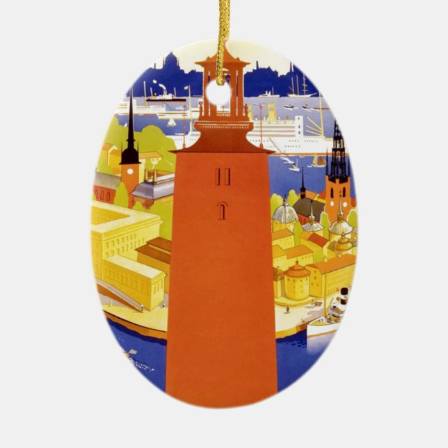 Ornamento De Cerâmica Vintage Estocolmo Suecia (Frente)