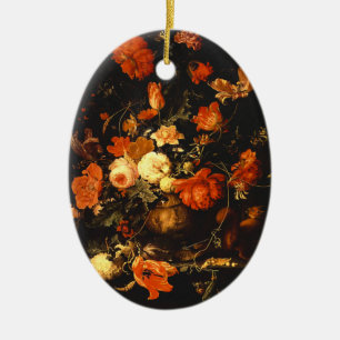 Ornamento De Cerâmica Vintage Floral Still Life - Abraham Mignon