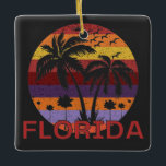 Ornamento De Cerâmica Vintage Florida USA Summer Beach<br><div class="desc">Incrível design de Vintage na Flórida para amantes de praia no verão.</div>