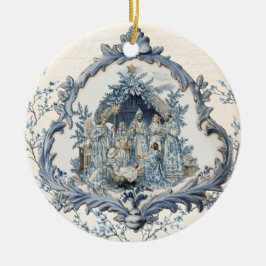 Ornamento De Cerâmica Vintage French Toile Natividade | Natal