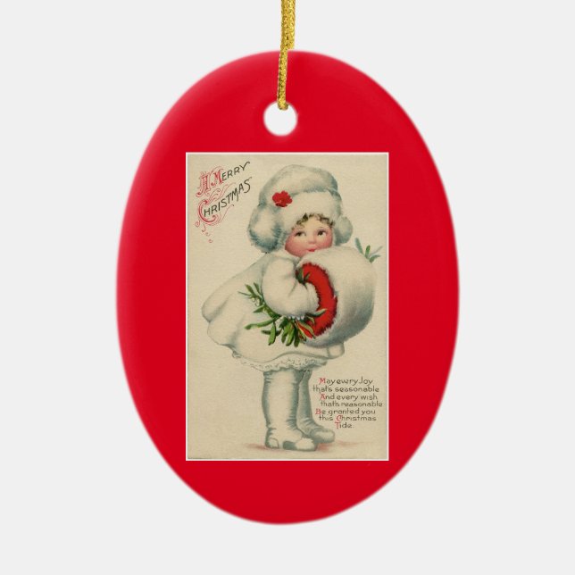 Ornamento De Cerâmica Vintage Girl with Muff (Frente)