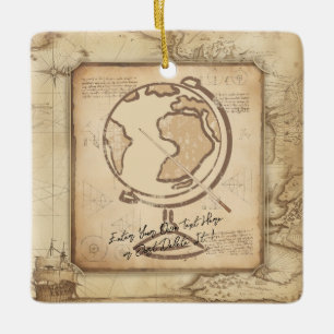 Ornamento De Cerâmica Vintage Globe. Presente do professor de Geografia