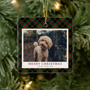 Ornamento De Cerâmica Vintage Green Tartan Xadrez Natal