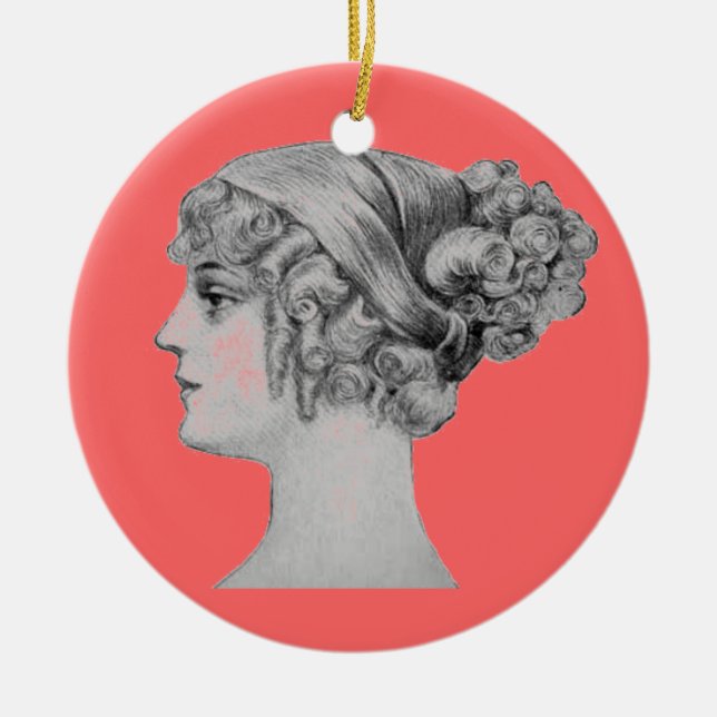 Ornamento De Cerâmica Vintage Hairstyle Ornament (Frente)