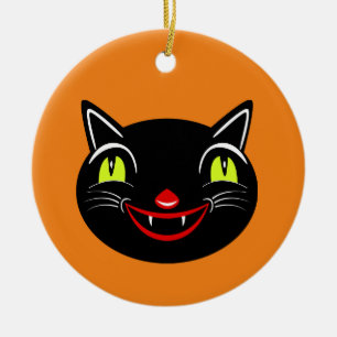 Ornamento De Cerâmica Vintage Halloween Desorte Black Cat I