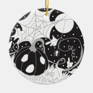 Ornamento De Cerâmica Vintage Halloween Pumpkin & Spider