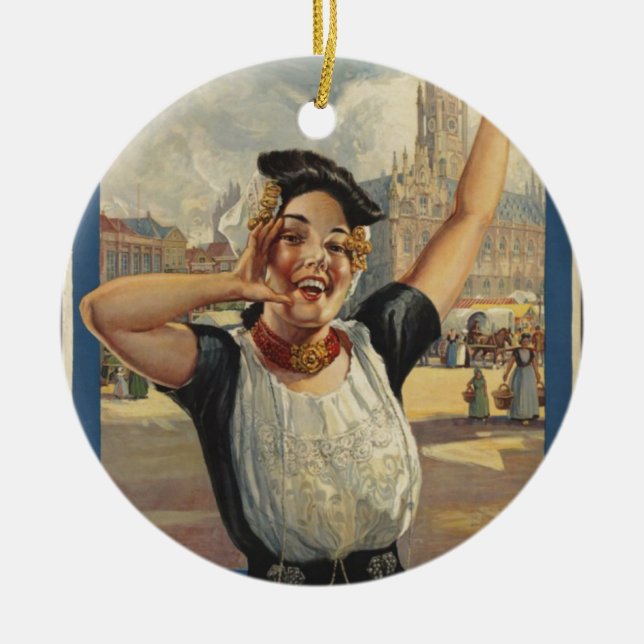 Ornamento De Cerâmica Vintage Holland Air Viagem (Frente)