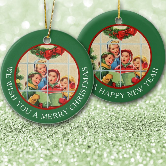 Ornamento De Cerâmica Vintage Image Christmas Carolers (Criador carregado)