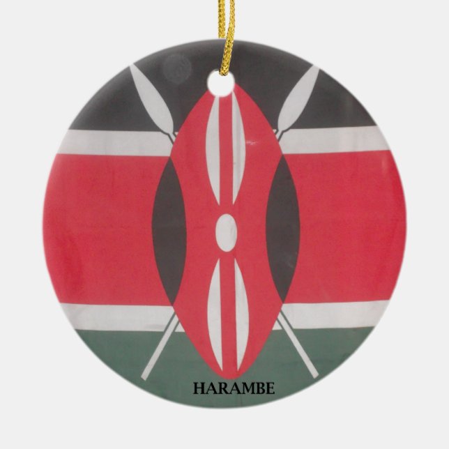 Ornamento De Cerâmica Vintage Kenya Flag Harambe Design (Frente)
