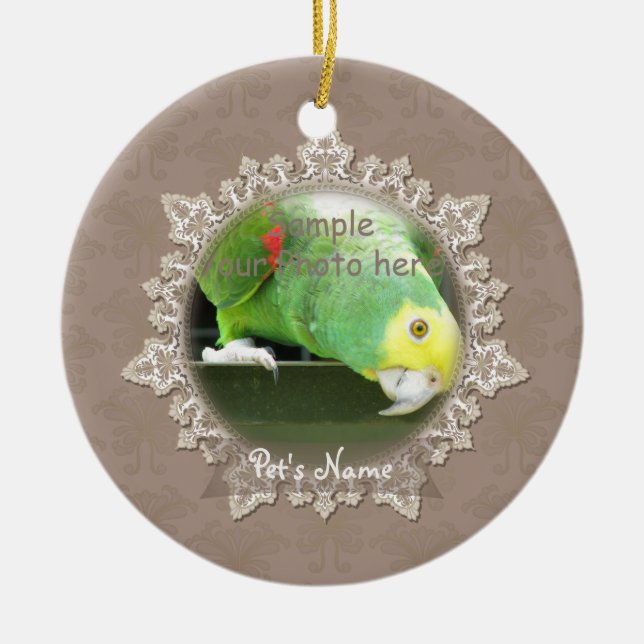 Ornamento De Cerâmica Vintage Lace Pet Bird (Frente)