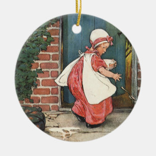 Ornamento De Cerâmica Vintage Little Miss Muffet Rima Infantil Aranha