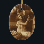 Ornamento De Cerâmica Vintage Lovers, Love Romance Música Romântica<br><div class="desc">Fotografia Vintage sepia apresentando uma imagem de amor e romance apresentando recém-casados se abraçando e se abraçando junto ao piano ouvindo música.</div>