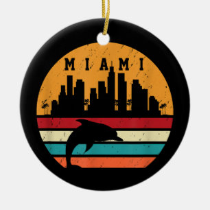 Ornamento De Cerâmica Vintage Miami Dolphin Silhouette Souvenir Dolp, 80