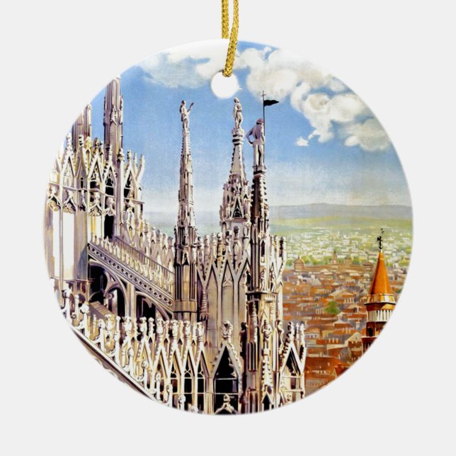 Ornamento De Cerâmica Vintage Milano Viagem (Frente)