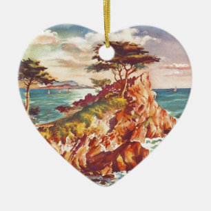 Ornamento De Cerâmica Vintage Monterey Coastline California Turismo cali