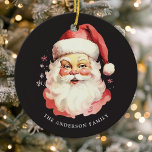 Ornamento De Cerâmica Vintage Negra Watercolor Papai Noel Natal<br><div class="desc">Celebrar a época festiva com nossa Vintage Negra Aquarela Santa Claus Ornament Cerâmico! Este adorável ornamento apresenta um nostálgico design de Papai Noel contra um fundo sólido na moda, combinando encanto de vintagem com talento moderno. Perfeito por adicionar um toque festivo à sua árvore de Natal. Personalize este design personalizado...</div>