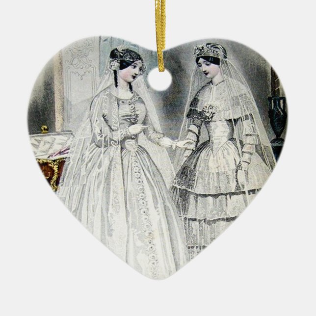 Ornamento De Cerâmica Vintage Node Wedding Vress (Frente)