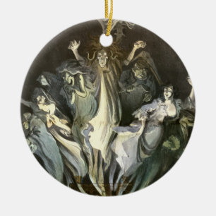 Ornamento De Cerâmica Vintage o Dia das Bruxas, fantasmas assustadores e