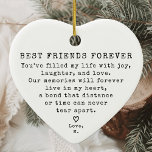 Ornamento De Cerâmica Vintage personalizada - Natal mínimo do melhor ami<br><div class="desc">Celebre o vínculo de amizade nesta temporada de festas com o Mínimo de Vintage da Vintage, o melhor ornamento de Natal para amigos. Apresentando um design eterno, este ornamento cerâmico do coração é a forma perfeita de enviar uma mensagem sincera ao seu melhor amigo. Seja para velhos amigos ou companheiros...</div>