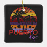 Ornamento De Cerâmica Vintage Porto Rico Summer Beach<br><div class="desc">Incrível design de Vintage Porto Rico para amantes de praia no verão.</div>