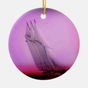 Ornamento De Cerâmica Vintage Racing Yacht Ornament