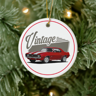 Ornamento De Cerâmica Vintage Red Camaro