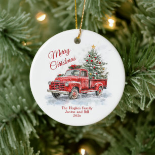 Ornamento De Cerâmica Vintage Red Truck Natal