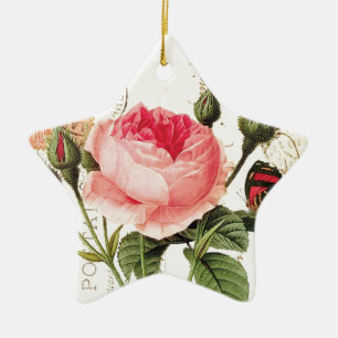 Ornamento De Cerâmica Vintage Redoute Rosa